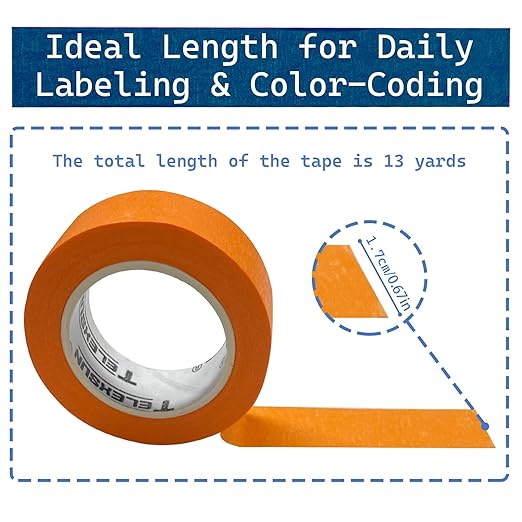 Colored Masking Tape 8 Rolls 0.7 Inch x 13 Yard Kids DIY Craft Set, Colored Tape for Classroom & Party Decorations Art Projects, Labeling or Coding, Assorted Color Coded and Home Painting
