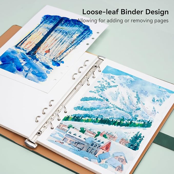 Lightwish Watercolor Sketchbook,100% Cotton Acid Free Watercolor Journal,300gsm/140lb Hot Press Watercolor Paper for Artists,Adults,Students,20 Sheets,9.25 * 6.3 Inches