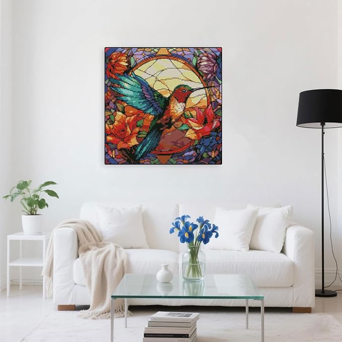 hummingbird stamped cross stitch kits hummingbird cross stitch patterns,dimensions cross stitch kits embroidery kit arts and crafts for beginners 13.7x13.7 inch