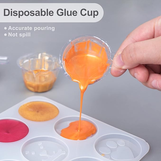 LET'S RESIN Epoxy Mixing Cups Kit,200Pcs, Plastic, 30ml Disposable Measuring Cups,50 Wooden Stirring Sticks for Paint Mixing, Jewelry Making