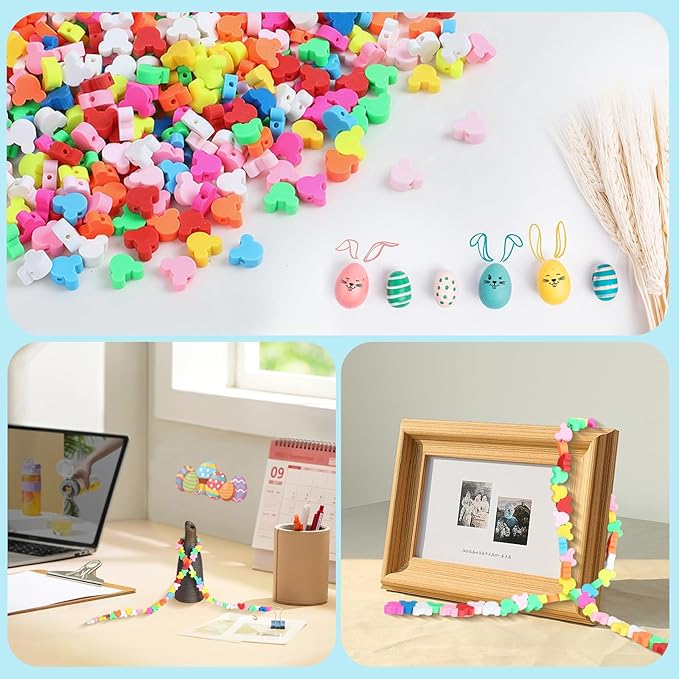 NUOBISHI 500 Pcs Mouse Head Polymer Clay Beads Bulk, Charms for Crafts with Elastic String for Making Bracelet Necklace Craft Decor DIY Crafts