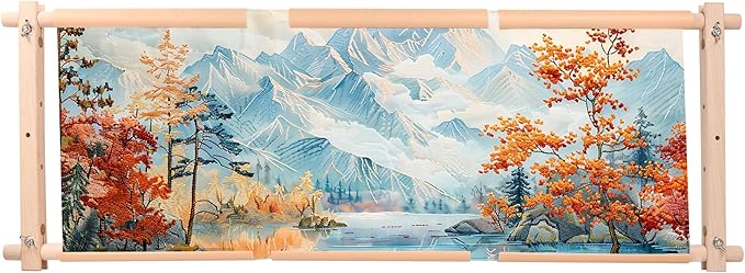 Large Beech Wood Embroidery Scroll Frame, 2-Part Adjustable Holder for Cross Stitch, Tapestry, Quilting, Sewing Needlepoint Projects