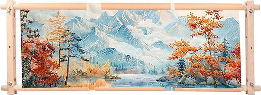 Large Beech Wood Embroidery Scroll Frame, 2-Part Adjustable Holder for Cross Stitch, Tapestry, Quilting, Sewing Needlepoint Projects