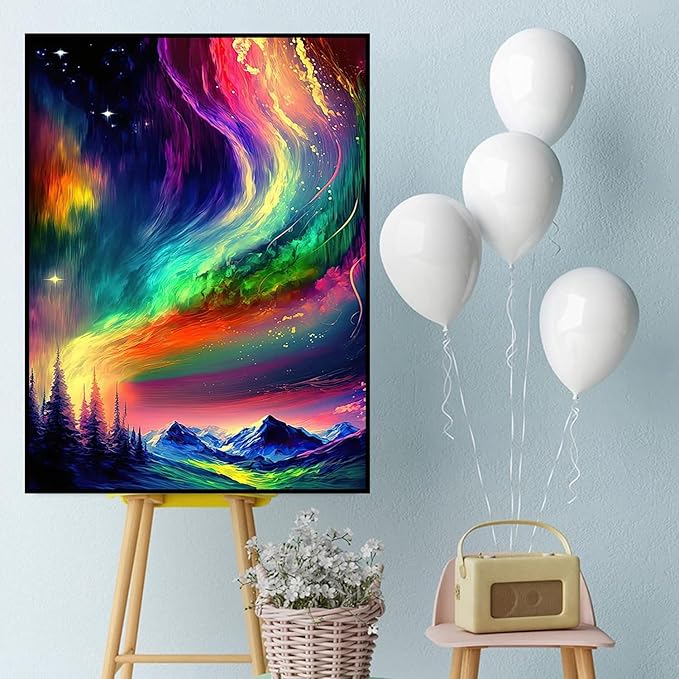 ijbnhd Diamond Art Kits for Adults,5D Aurora Diamond Painting Kits for Adults Beginners, DIY Full Round Drill Aurora Gem Arts Craft for Home Wall Decor 12 X 16Inch