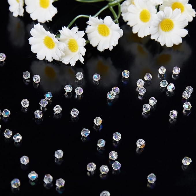 laopottbeads 1100pcs 4mm bicone crystal glass beads for jewelry making, sparkling mini beads for suncatchers, diy bracelets & craft projects (ab phantom purple)