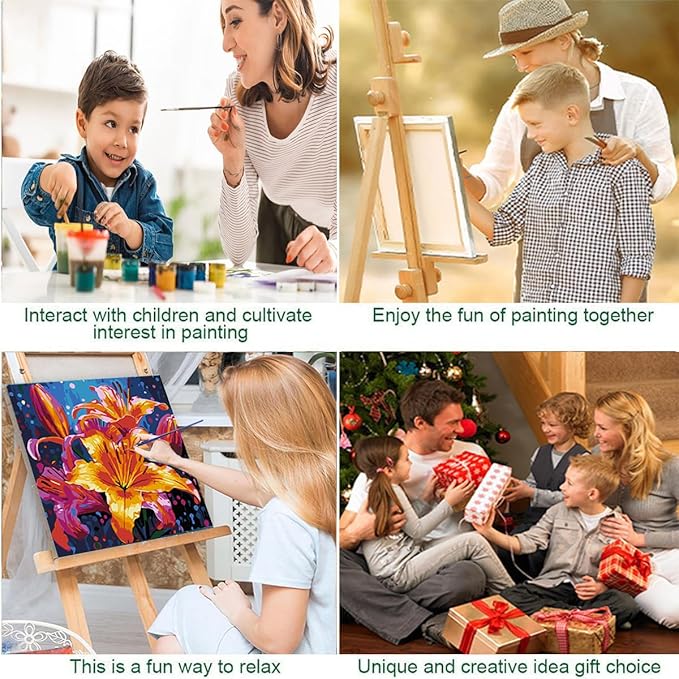 JUJUHOOD Lily Flower Paint by Numbers Kit for Adults Beginner & Kids Ages 8-12,Flower Paint by Number Without Easel, Acylic Paint by Numbers for Gift Home Wall Decor (10x10Inch)