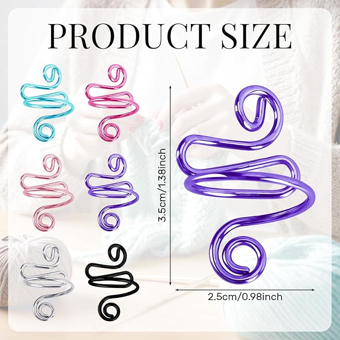 DTOFOOT 6 Pcs Crochet Ring, Adjustable Handmade Yarn Crochet Tension Ring for Crocheting, Crochet Ring Finger Gift for Mom