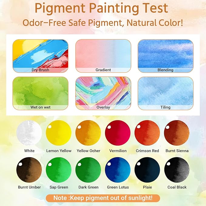 Mini Watercolor Travel Paint Set,22Pcs Artist Watercolor Palette Travel Set with Colors,Wooden Paint Box,Brush,Holder,Oil Cup,Plastic Bottles Storage Bag for Beginners Artists Student(8 Grids)