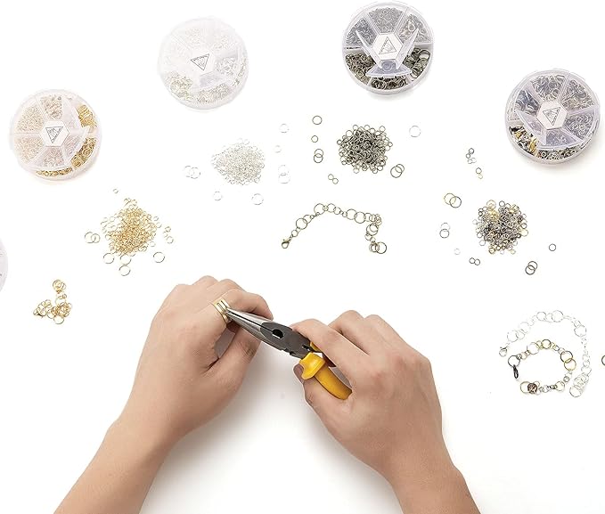 Jump Rings Kit With1000PCS Open Jump Rings 40PCS 12mm Lobster Clasps and Jump Rings Opener for Jewelry Making Keychains and Necklace Repair (Sliver)