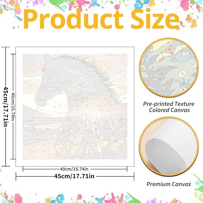 Paint by Numbers for Adult, Horse Paint by Numbers Kit for Adults Beginners, DIY Acrylic Oil Painting Kits with Brushes for Home Wall Decor 16x16Inch