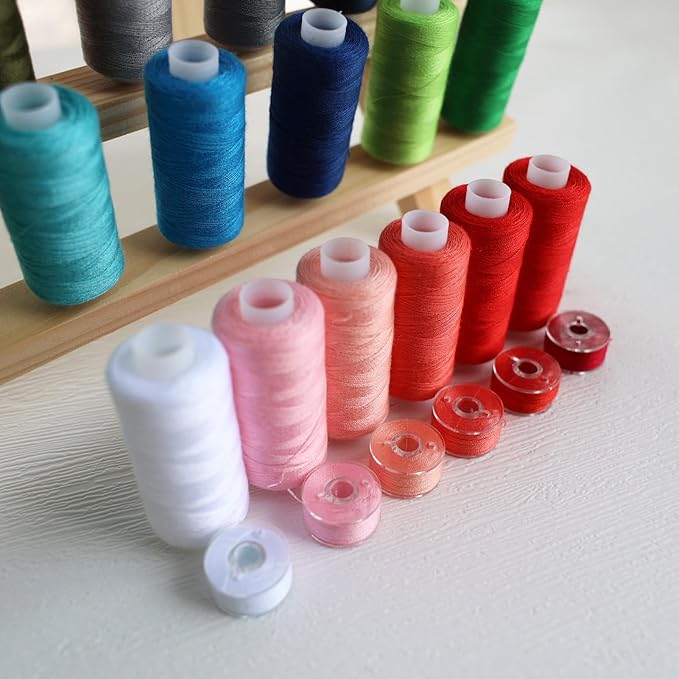 72 PCS Sewing Thread Assortment, 36 Color Thread for Sewing Machine with 36 Same Color Bobbins, Polyester Thread 400 Yards/Spool (72)