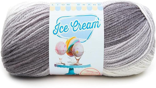 Lion Brand Yarn (1 Skein) Ice Cream Baby Yarn, Cookies & Cream Baby