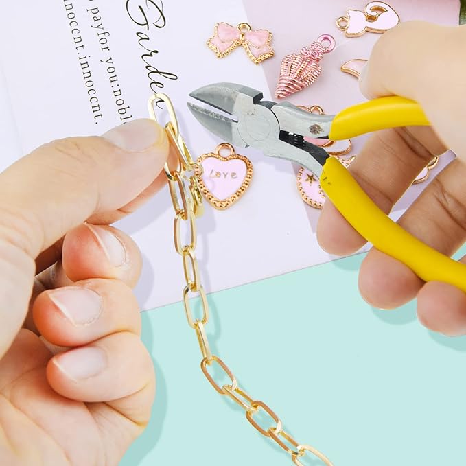 tiggell 20pcs Chain Bracelets Kit Alloy Link with Lobster Clasps for Christmas DIY Women Jewelry Findings Bracelet Making (Gold)