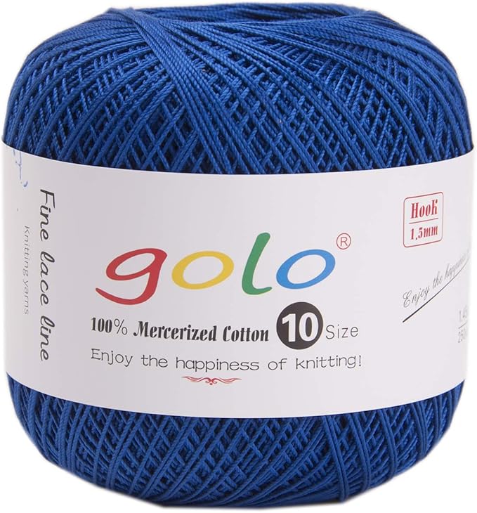 golo Crochet Thread Size10 Yarn for Hand Knitting Sapphire Blue 169