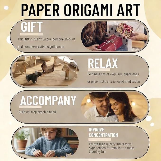 DIY Paper Cats - 100 Sheets DIY Origami Paper to Fold Cute Cat Figures, Creative Craft Activity for Cat Lovers, Desk Decoration & Gift for Cat Lovers(2Pcs Cats）