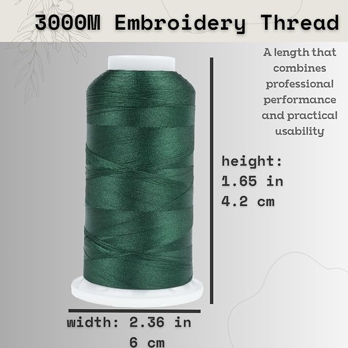 Simthread 6 Spools Embroidery Thread Set, 3000 Yards 40WT 100% Polyester Trilobal Machine Thread for Professional & Home Use, Compatible with Brother, Singer, Janome & More, Green Series