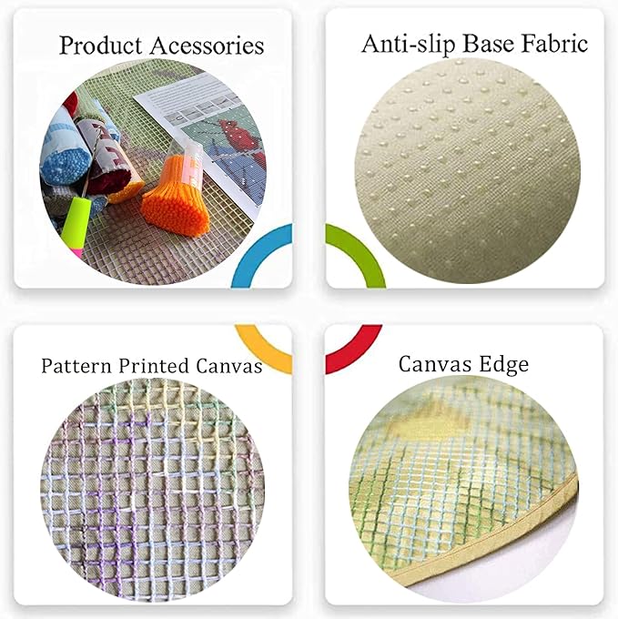 Large Latch Hook Rug Kit for Adults, DIY Crochet Yarn Rugs Tapestry Hooking Needlework Crafts Arts with Color Preprinted Pattern Embroidery for Home Decor,Angel