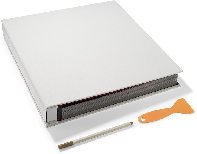 Large Photo Album Self Adhesive 4x6 5x7 3x5 8x10 Scrapbook Magnetic Album DIY Scrap Book Length 13 x Width 12.8 (Inches) 120 Black Sticky Pages Linen Cover DIY Photo Album(White)
