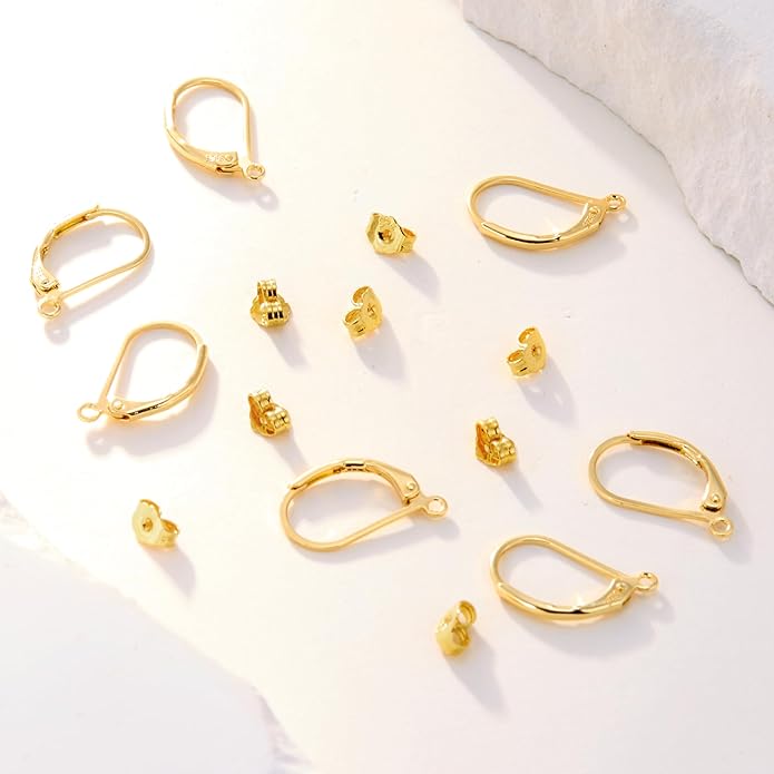 925 sterling silver leverback french hooks - hypoallergenic earring backs with jump rings set - dangle hooks sterling silver findings supplies for jewelry making