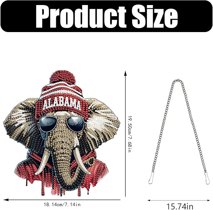 DIY Diamond Art Hanging Kit for Adult,Acrylic Diamond Art Painting Window Pendants Home Garden Wall Hanging Kits Hanging Ornament,Football Style (Alabama Red)