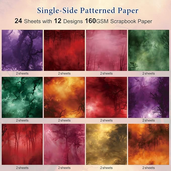 Vintage Scrapbook Paper, 24 Sheets Scrapbooking Supplies, 6"×6” Patterned Pads, Cardmaking Craft Paper for Planners Journals Background Borders Greeting Cards Crafts
