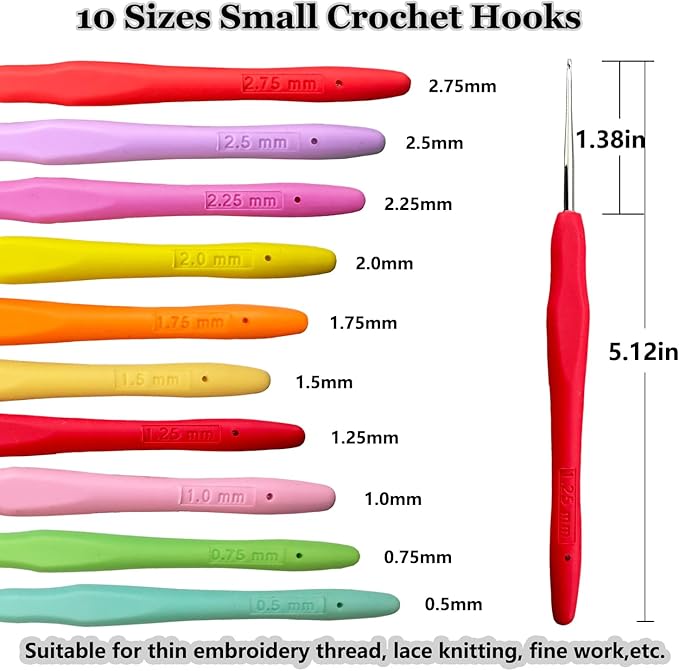 Hobekoee 22 Sizes Crochet Hooks Set with Grey Case,0.5mm-10mm Ergonomic Soft Handle Crochet Hook Needles Set for Arthritic Hands,Complete Crochet Set