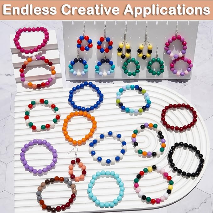 870Pcs 8mm Acrylic Round Beads for Jewelry Making, 28 Colors Assorted Round Beads for Bracelets Making Kit Pastel Plastic Bubble Gum Loose Spacer Beads for Bracelets Necklace Earring DIY Craft
