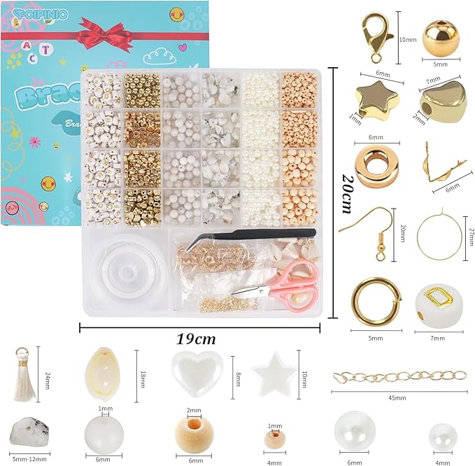toipinio bracelet making kit jewelry making supplies kit natural stone beads for irregular natural stone with for diy craft-1736 pcs friendship bracelet/necklace/earrings for adults (moonstone)