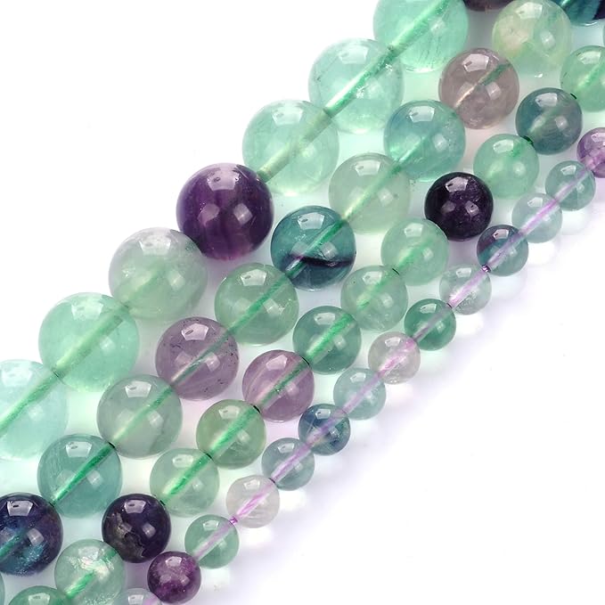 10mm Natural Fluorite Gemstone Round Loose Beads Crystal Stone Bracelet Necklace Accessories Crafts for Jewelry Making DIY,1 Strand 15"