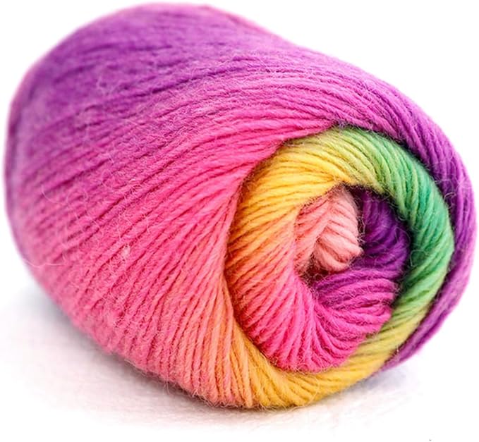 golo Wool Yarn for Hand Knitting 200yd Cachemire Multicolor Rainbow Yarn