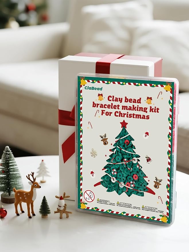 ClaBead 3200 pcs Christmas Beads for Bracelet Jewelry Making Kit, Christmas Decorations Charms Bracelet Making Kit for Jewelry Making, Varieties of Charms Jewelry Making Arts Crafts DIY Gifts