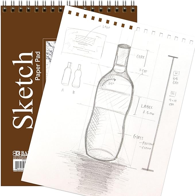 bazic products sketch pad, spiral sketchbook for artists & students, drawing pad with thick paper, sketching & drawing for kids, teens & adults, 50 sheets, 6" x 8", 2-pack