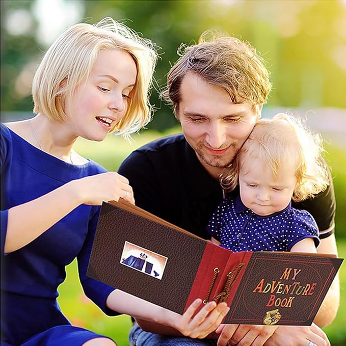 Adventure Book Diary Photo Scrapbook, Hard Cover Movie Up Travel Scrapbook for Anniversary, Wedding, Travelling, Birthday, Christmas (My Adventure)