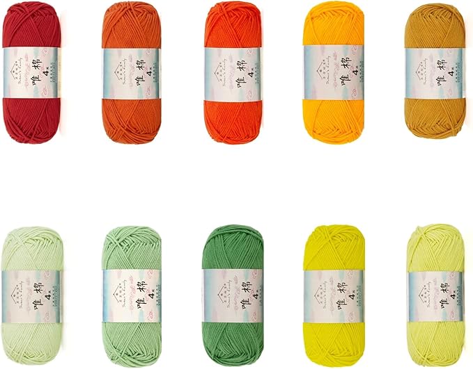 Susan’s Family 4‑Ply Yarn Combo 10 Packs – 60% Cotton 40% Acrylic Yarn for Knitting & Crochet, DIY Scarf & Blanket Pattern & Video Tutorials, Handmade Gift - Color Master (13#Maple Fall)