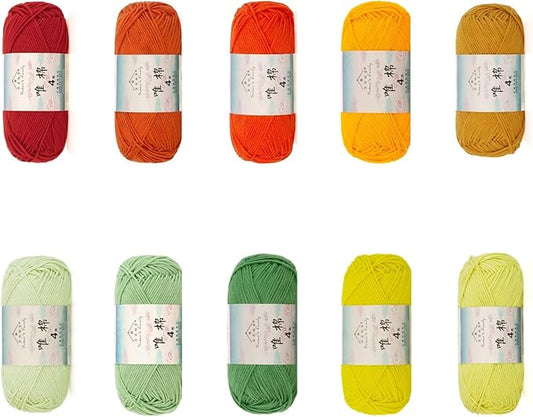 Susan’s Family 4‑Ply Yarn Combo 10 Packs – 60% Cotton 40% Acrylic Yarn for Knitting & Crochet, DIY Scarf & Blanket Pattern & Video Tutorials, Handmade Gift - Color Master (13#Maple Fall)