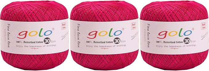golo 3 Balls Crochet Thread Size 30 Embroidery Thread Yarn for Hand Kniting Yarn for Tatting 600