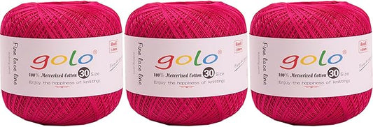 golo 3 Balls Crochet Thread Size 30 Embroidery Thread Yarn for Hand Kniting Yarn for Tatting 600