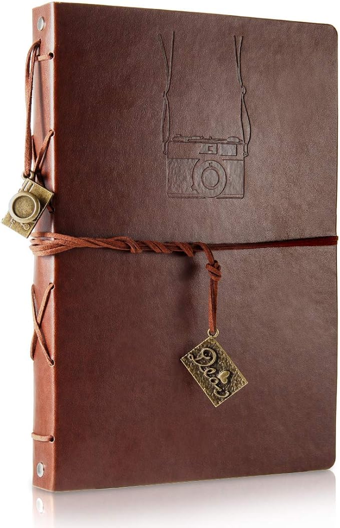 ThxMadam Leather Scrapbook Album 60 Pages Vintage Love Photo Album,11 * 8.1 Inch Scrapbook for Couples-DIY Memory Book,Birthday/Wedding Guest Book Gift for Anniversary Mother's Day