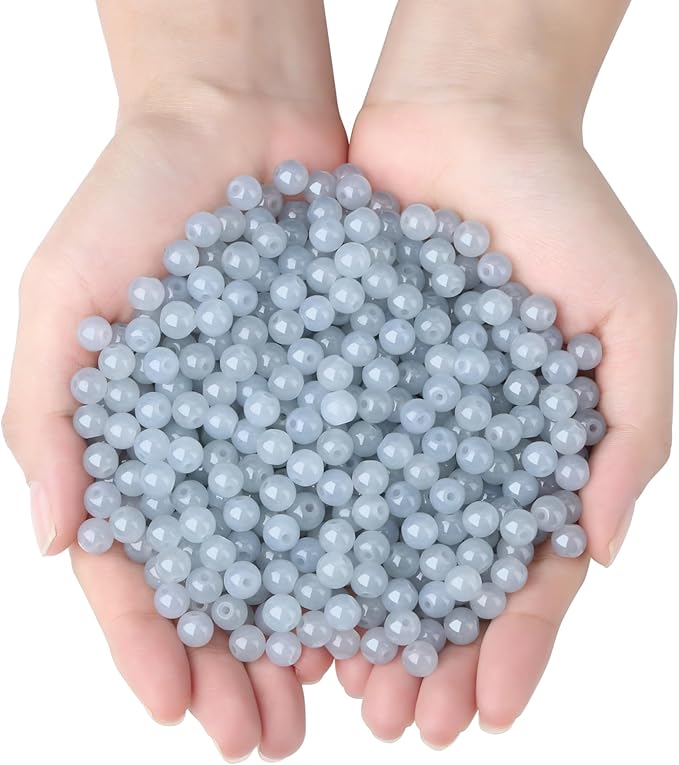 500Pcs Gray Glass Beads for Earring Bracelets,8mm Round Glass Crystal Beads for Jewelry Making Kits Bracelet Necklaces DIY Crafts for Beginners(Gray)