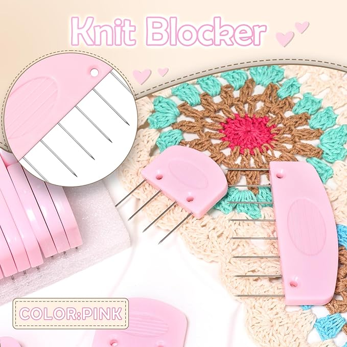 Knit Blocking Pins Kit, 25 Pcs Pink Color Knit Blocking Combs, Knit Blocking Combs for Blocking Knitting, Crochet, Lace or Needlework Projects,Knitting Block Tool for Blocking Mats