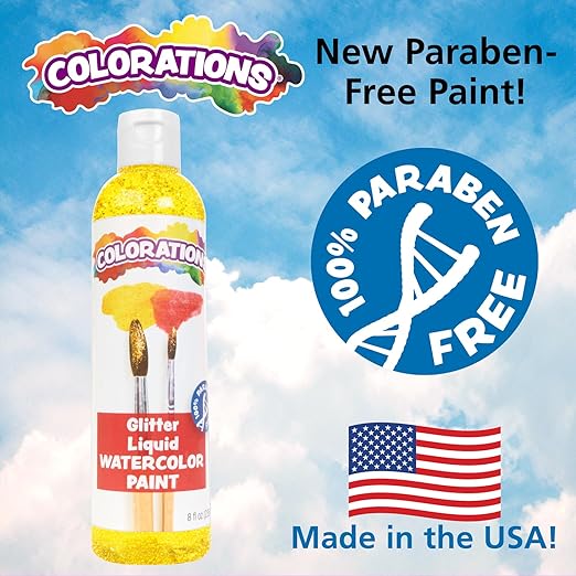 Colorations Liquid Glitter Watercolor Paint, 8 fl oz, Red, Non-Toxic, Painting, Kids, Craft, Hobby, Fun, Water Color, Posters, Cool Effects, Versatile, Gift