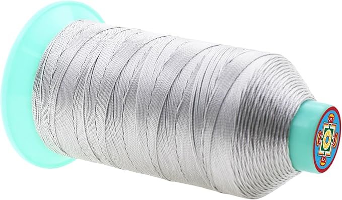 Mandala Crafts Size 207 630D T210 Bonded Nylon Thread - Silver 800 YDs Tex 210 Heavy Duty Sewing Threads for Leather, Jeans, Weaving, Outdoor Marine Upholstery