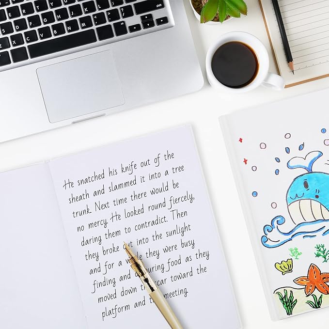 zmybcpack 6 pack white hardcover blank book 7x10 inch, hardcover blank book for students to write stories, blank draw sketchbooks journal (white, 22 sheets/ 44 pages each)