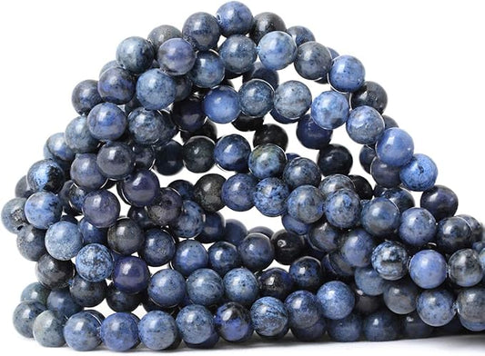 cheavian 45pcs 8mm natural dumortierite gemstone round loose stone beads for jewelry making crafts design 1 strand 15"