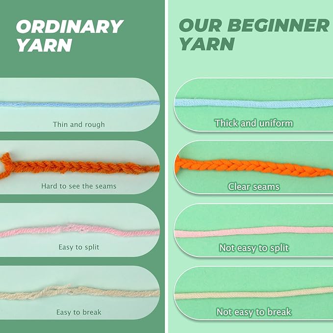 32 Pack Yarn for Beginner Crocheting, Beginner Yarn, Easy Yarns for Beginners, Beginner Crochet Yarns with Easy-to-See Stitches Cotton Yarn for Crocheting Beginners Crochet Kit