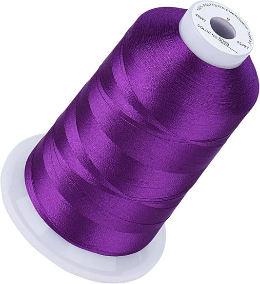 Simthread 5500Yds Embroidery Thread, 5000M High-Yardage 40WT 100% Polyester Thread – 170+ Vivid Colors, High-Speed Rated – Compatible with Brother, Singer, Janome & More - Dark Grape S099