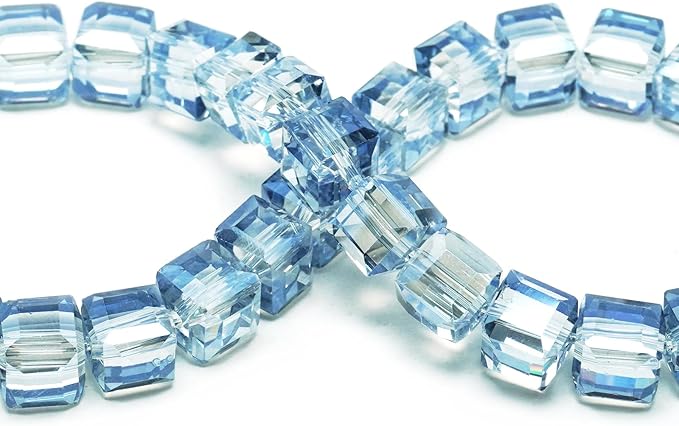 4mm Sparkle Cube Crystal Beads for Jewelry Making - Faceted Spacer Beads for Bracelets(94-100pcs, Blue Gray)