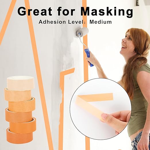 Whaline 6 Rolls Orange Washi Tape Set 6 Gradient Colors Fall Masking Tape Solid Color Decorative Tape for DIY Crafts Scrapbook Journal Planner Gift Wrapping Supplies, 60 Ft