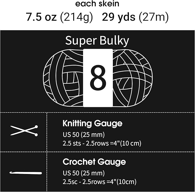 MABOZOO Tie Dye Chunky Yarn for Crocheting 8 Pack,Fluffy Jumbo Chenille Yarn,Soft Plush Yarn Bulky,Giant Thick Fuzzy Yarn for Hand Knitting or Arm Knitting,Grey (26 yds,8 oz Each Skein)