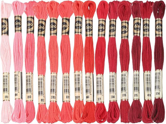 PATIKIL 14 Skeins Embroidery Floss, Polyester Embroidery Threads Bracelets String for Cross-Stitch Hand Embroidery, Multicolored Dark Red